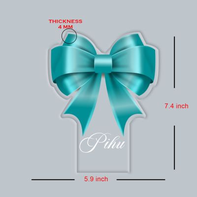 Personalized Turquoise Bow Theme LED Night Light Lamp Custom with Name Girls Room Decor Birthday Gift for Girls Return Gift for Girl Multicolored Light & USB Powered